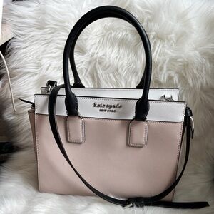 Kate Spade Colorblock Black, White, Blush Pink Satchel 11x8x5 EUC